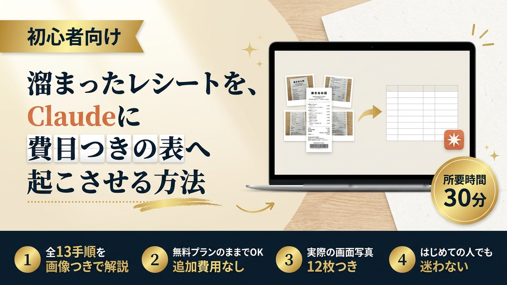 溜まったレシートを、Claudeに費目つきの表へ起こさせる方法