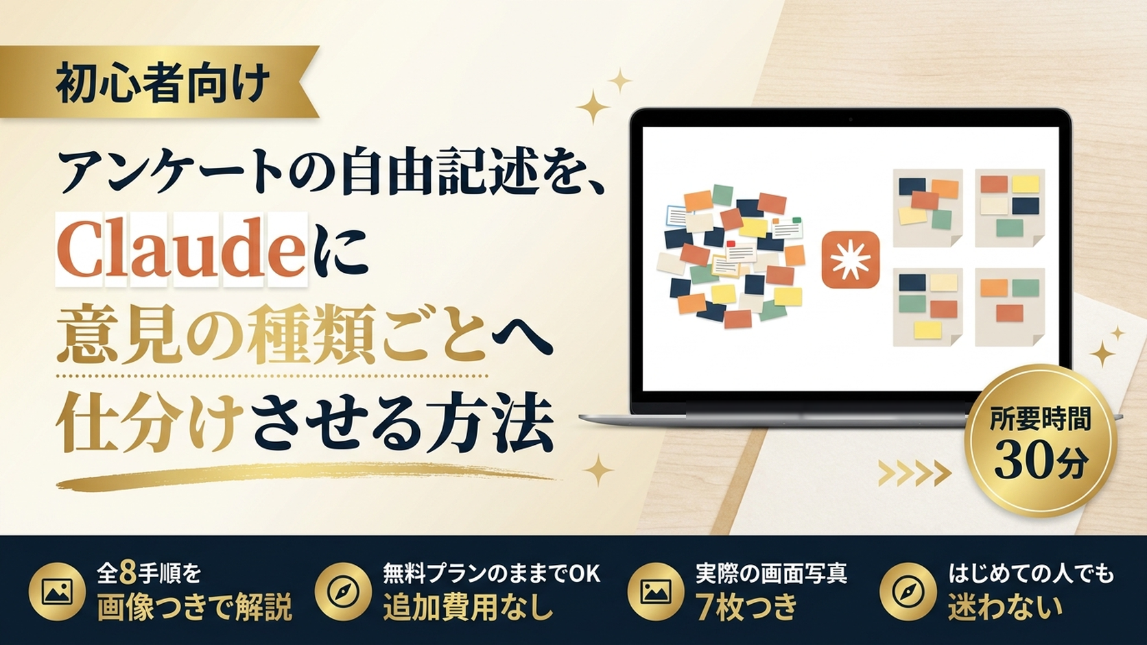 アンケートの自由記述を、Claudeに意見の種類ごとへ仕分けさせる方法